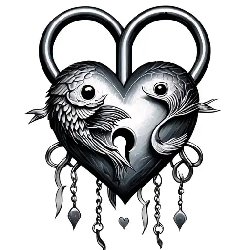 Pisces And Virgo Heart Shaped Lock