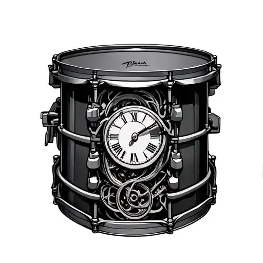 Detailed Snare Drum With Clock Mechanism Intertwined
