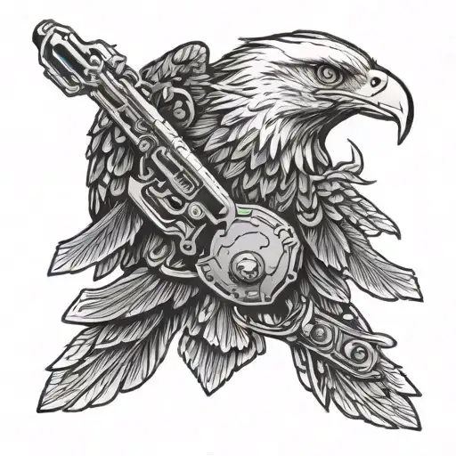 Bald Eagle Holding A Revolver