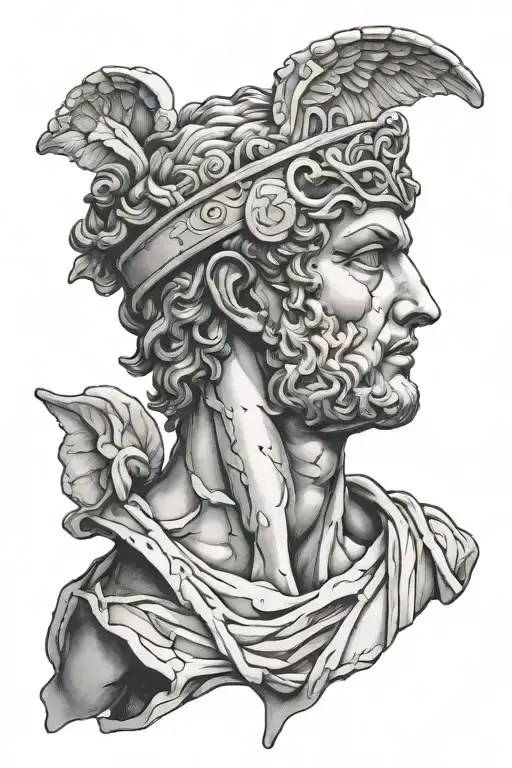 Greek Statue Of Hermes Head Broken Apart