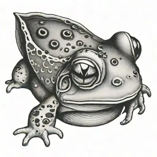 Traditional Baby Head Tattoo With A Small Frog