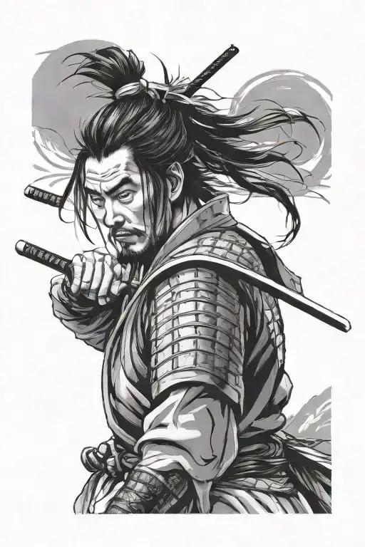 Samurai Warrior Miyamoto Musashi In Japanese Style