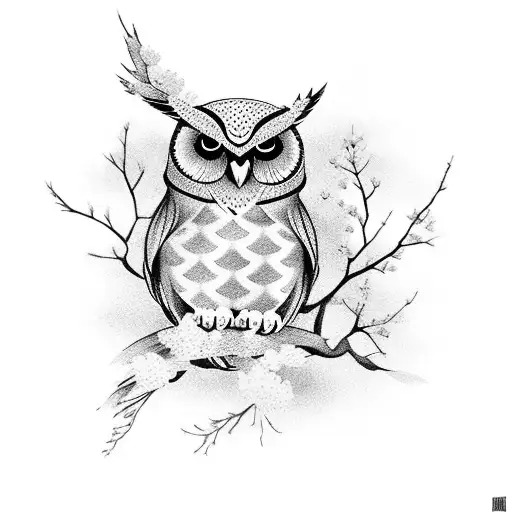 Cherry Blossom And Owl