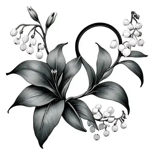 Small Infinity Shaped Tattoo With Lily Of The Valley Flowers Simple Lines