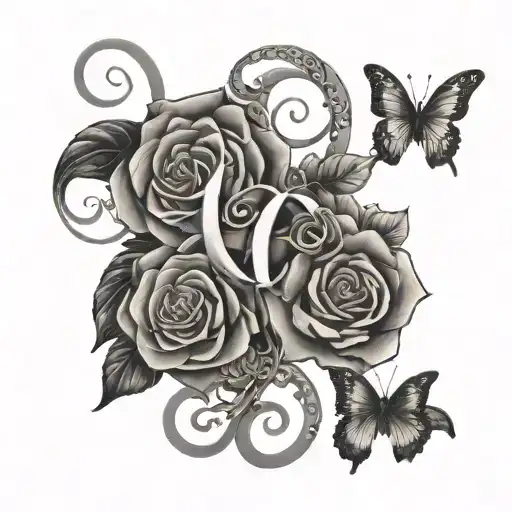 A Tattoo Design Incorporating The Initials Of Each Of Your 4 Children In A Unique And Artistic Way