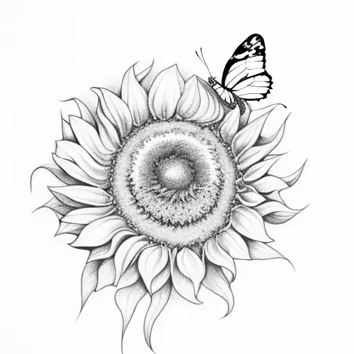 Butterfly And Sunflower Along Vines