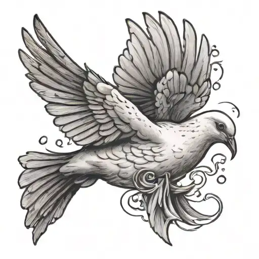 A Dove Eating A Goldfish