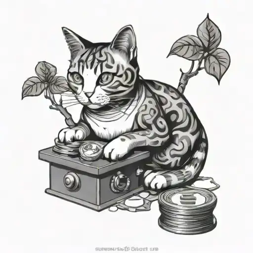 Cat Machine With Money Tree Growing