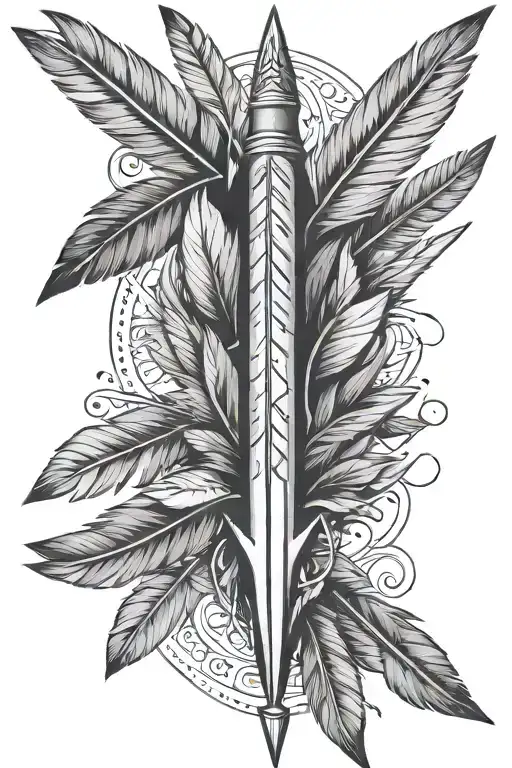 Arrow And Feathers Vertical Spine