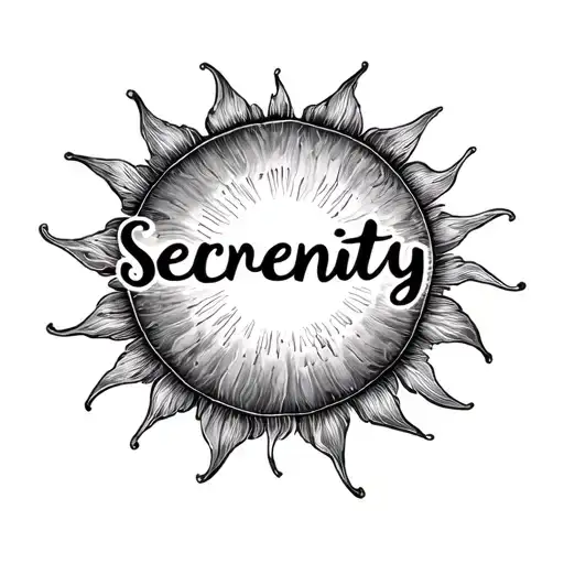 Sun With The Name Serenity In Cursive Writing