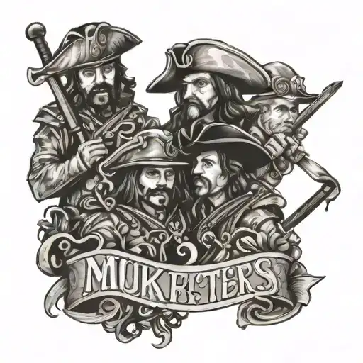3 Musketeers Word Tattoo Design
