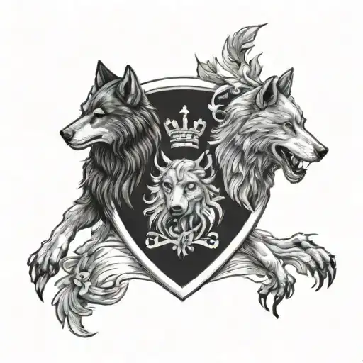 Combine Fraser And Walker Scottish Family Crest With Wolves