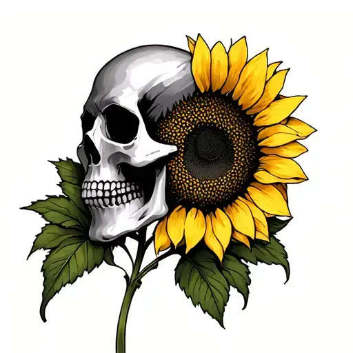 Simple Skull And Sunflower