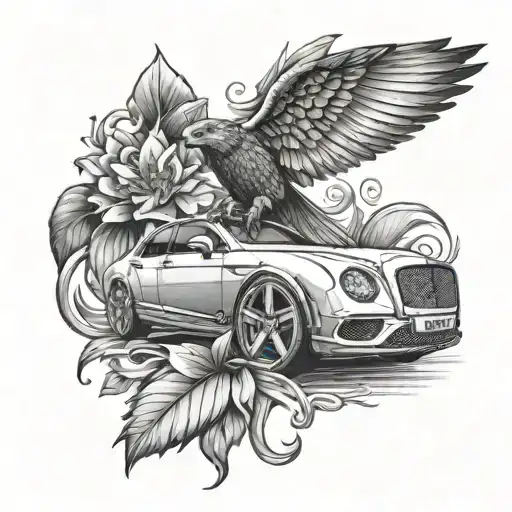 Bentley With Water Lilie Coming From Letter T