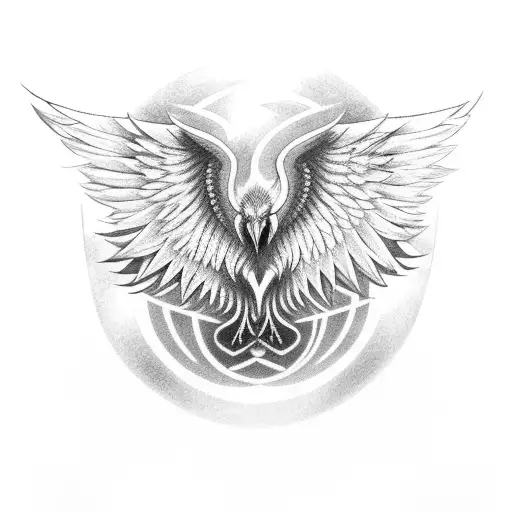 A Volleyball Net Woven Into The Wings Of A Phoenix