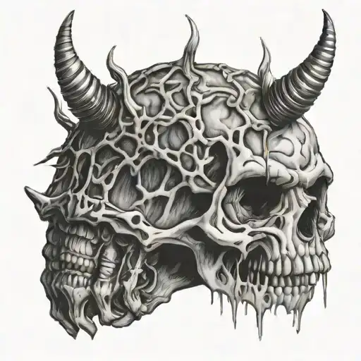 Demon Hands Coming Out Of Craniotomy Scar With Brains Connected