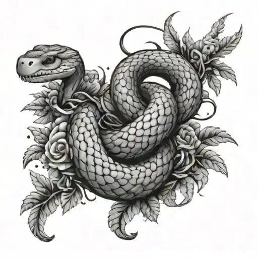 Snake And Wreaths Under The Chest On Both Sides