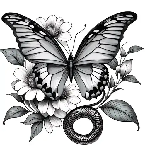 Snake Butterfly Flowers