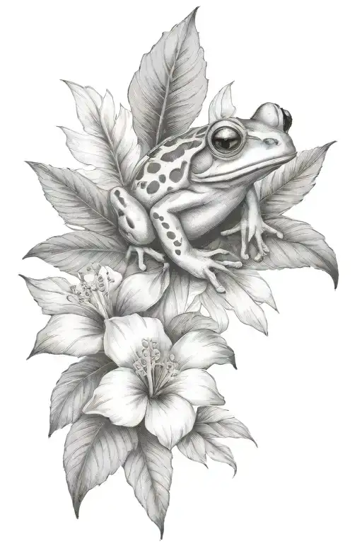Frog And Hibiscus