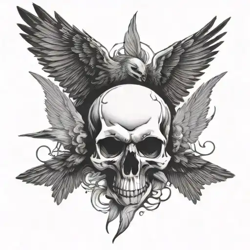 A Skull With Crows Flying