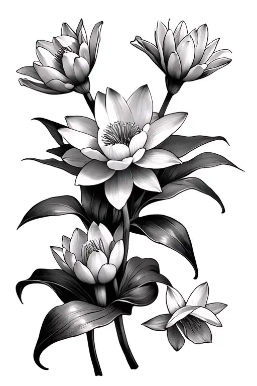 Narcissus And Water Lilly Wrapped