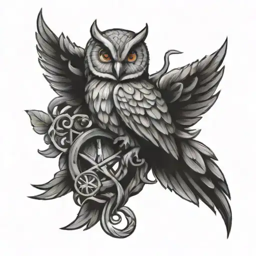 Caduceus With Owl Perched