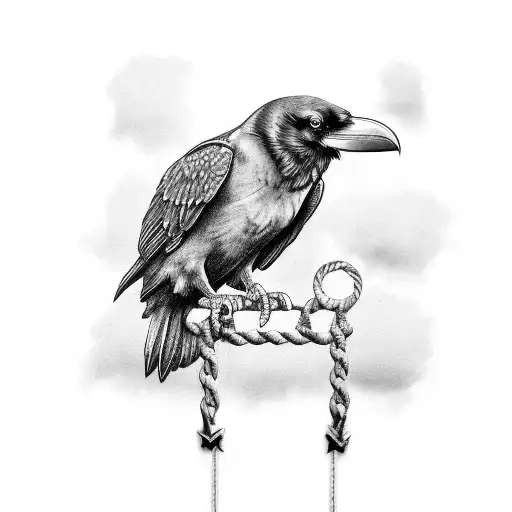 Raven Sitting On An Anchor