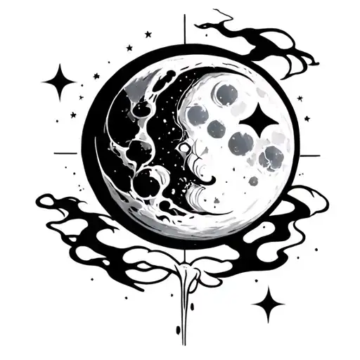 A Anime Style Moon Tattoo For Hand