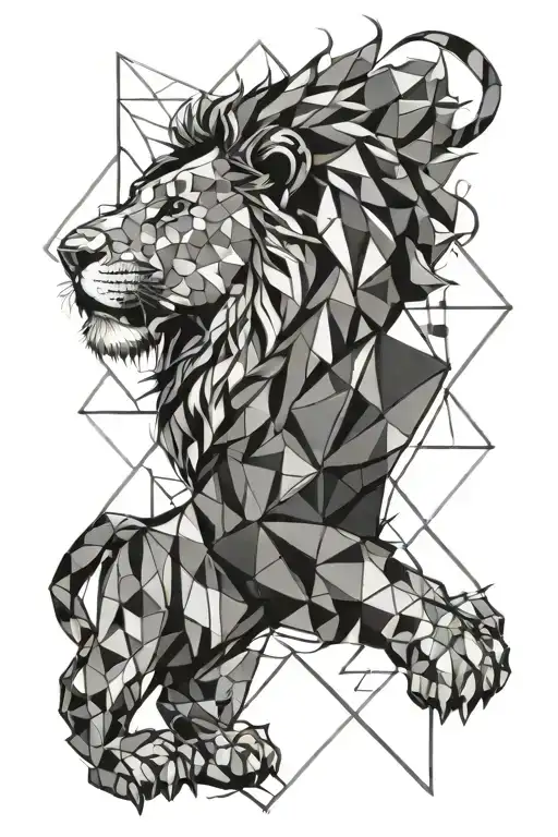 Lion Surrounded By Geometric Shapes Bold 'Bracing