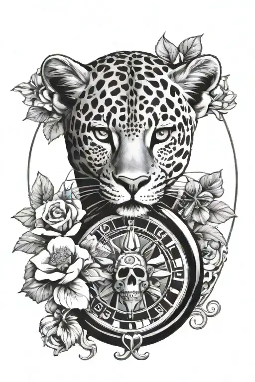 Leopard Roulette Wheel Skull And Flowers