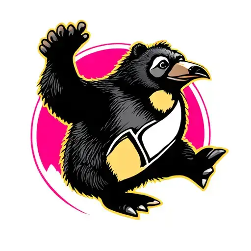 Grateful Dead Dancing Bear But Make It A Pittsburgh Penguin And Colorful