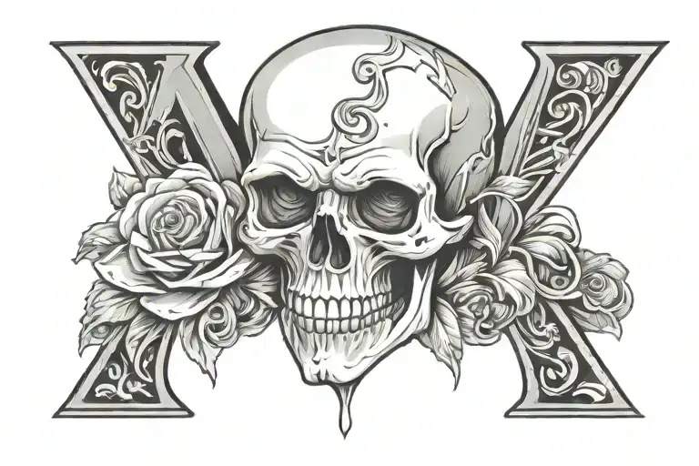 Skull With Letter K Name Letter
