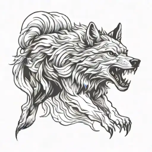 Japanese Wolf Head Howling Wolf