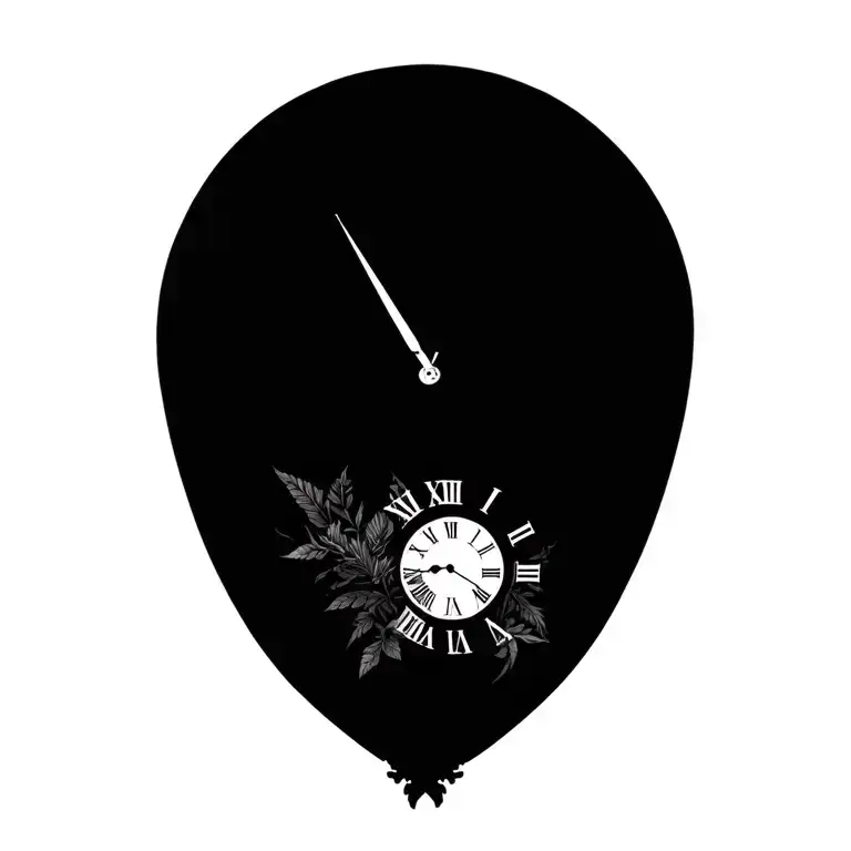 Roman Numeral Clock With A White Face And Plants Around The Outside