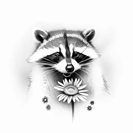Racoon And A Daisy