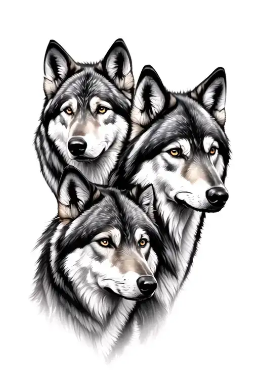 5 Wolves Family Portrait