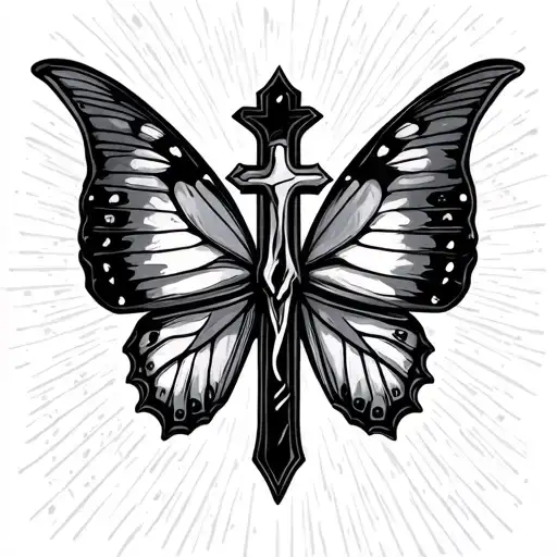 Cross With Butterfly And An National Eating Disorder Symbol