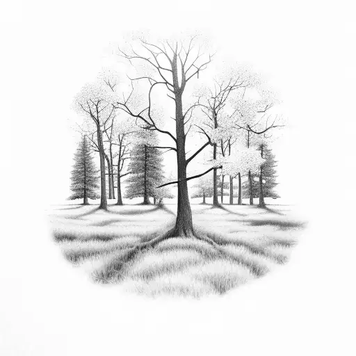 Oak Forest With 10 Point Deer Jumping Out Tree Line