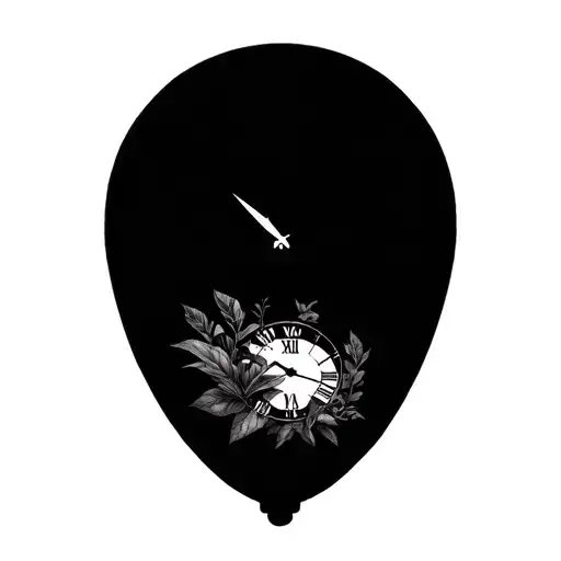 Roman Numeral Clock With A White Face And Plants Around The Outside