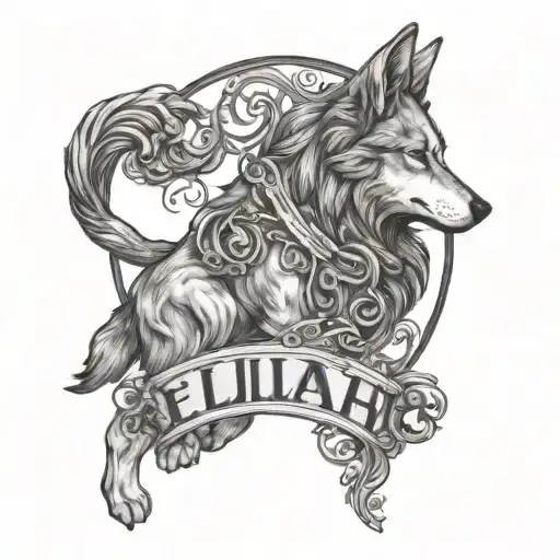 The Name Elijah With A Wolf And The Symbol Of The Achaemenids
