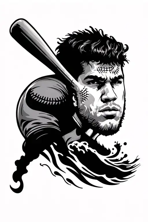 Softball Bat And Wrestling Head Great Wave