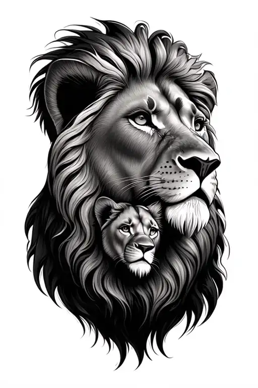 Lion And Family Member Represented By A Different