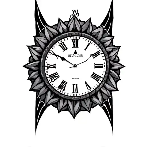 Round Clock With Pattern Incorporating Geometric Elements
