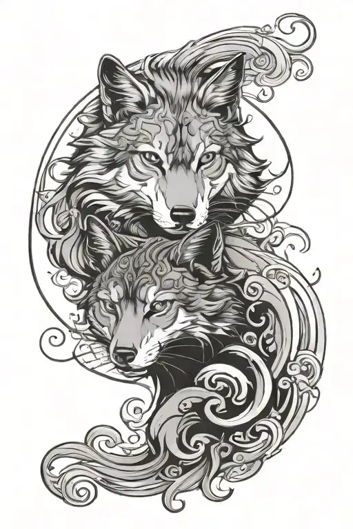 Cat And Wolf Yin Yang Symbol