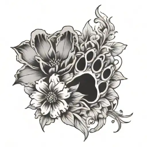Flower And Dog Paw