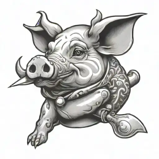 Suckling Pig With Chef Knife