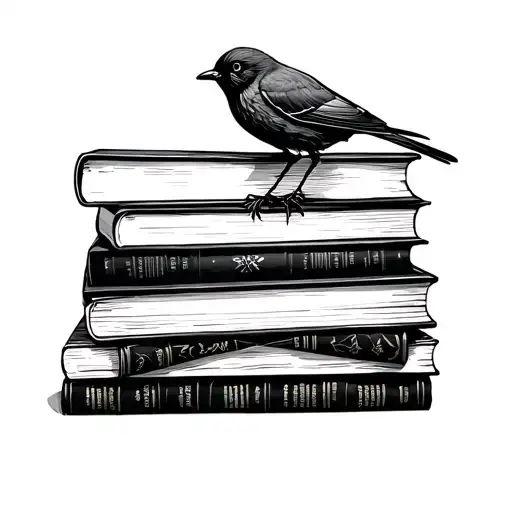 Book Stack And A Bird Book On Top