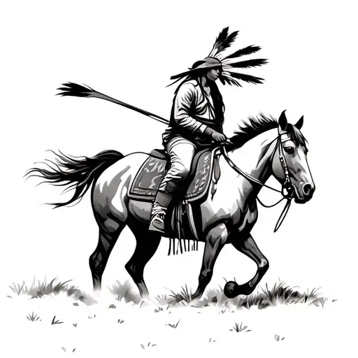 Native American On Horse Trail