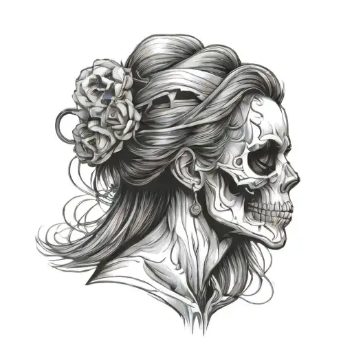 Woman With Skull Open