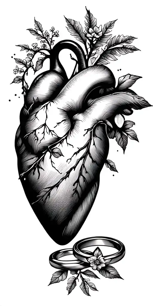 Heart And Wedding Rings Map On The Mountians And Nature As A Background